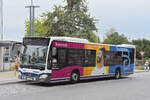 Mercedes Citaro von SWEG, auf der Linie 16, bedient am 24.08.2026 die Haltestelle beim Bahnhof L�rrach.