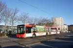 Stadtbus Mainz: MAN Lion's City G der MVG Mainz / Mainzer Verkehrsgesellschaft, aufgenommen im Januar 2016 in der Nähe der Haltestelle  Bismarckplatz  in Mainz.