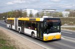 Stadtbus Mainz: MAN NG der MVG Mainz / Mainzer Verkehrsgesellschaft (Wagen 731), aufgenommen im April 2016 in der Nähe der Haltestelle  Hochschule Mainz  in Mainz.