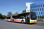 Stadtbus Mainz: MAN Lion's City G der MVG Mainz / Mainzer Verkehrsgesellschaft, aufgenommen im August 2016 in der Nähe der Haltestelle  Bismarckplatz  in Mainz.