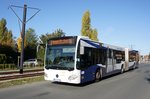 Stadtbus Mainz: Mercedes-Benz Citaro C2 Gelenkbus der MVG Mainz / Mainzer Verkehrsgesellschaft, aufgenommen im Oktober 2016 in Mainz-Bretzenheim.