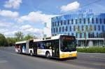 Stadtbus Mainz: MAN Lion's City G der MVG Mainz / Mainzer Verkehrsgesellschaft, aufgenommen im April 2017 in der Nähe der Haltestelle  Bismarckplatz  in Mainz.