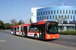 Stadtbus Mainz: MAN Lion's City G der MVG Mainz / Mainzer Verkehrsgesellschaft, aufgenommen im August 2017 in der Nähe der Haltestelle  Bismarckplatz  in Mainz.