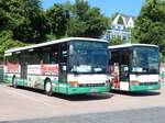 Zwei Setra 315 UL der Verkehrsgesellschaft Meißen aus Deutschland im Stadthafen Sassnitz am 18.06.2016