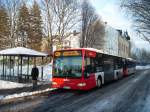 Dichtes Schneetreiben Anfang 2009 hatte auhc das nordrheinwestflische Kamen getroffen. Hier KOM 07-61 der VKU am Kamener Bahnhof.