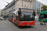 MAN Lions City von S�dbadenbus, auf der Linie 38, f�hrt am 07.09.2026 bei der Haltestelle Claraplatz ein. Aufnahme Basel.