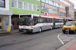 Gelenkzug Hüther und Junkes i.A. der Saar-Pfalz-Bus. Ex-Rheinbahn O 405 G. Jan.2011 in Homburg auf Linie 508.