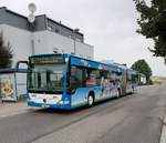 HN-VB-6053/Wagen 53 (Baujahr 2010, Euro 5(6)) der Stadtwerke Heilbronn fährt als E-Wagen (Schulbus) und wirbt für die Kreissparkasse Heilbronn.