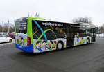 Mercedes -Benz Citaro C2, PM-RB 344 von Regiobus Potsdam -Mittelmark als Messe Shuttle Bus der Grünen Woche, vor dem Olympiastadion Berlin im Januar 2019.
