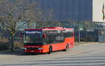 Setra S 415 LE business (HY B 65) von 'urb- unser roter bus', hier als 'M1 Messe Shuttle'  (Grüne Woche),  kurz vor seiner Abfahrt in Berlin Messe-Süd,  Januar 2020.
