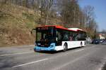 Bus Eisenach / Bus Wartburgkreis: Scania Citywide LE (WAK-WM 162) vom Verkehrsunternehmen Wartburgmobil (VUW), aufgenommen im März 2022 im Stadtgebiet von Eisenach.