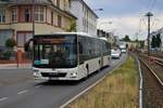 Racktours MAN Lions City G als SEV Linie für die VGF U-Bahn Linien U1 U2 U3 und U8 am 06.07.19 in Frankfurt Eschersheim 