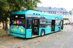 Nagelneuer ICB Solaris Urbino 12 Wasserstoff Bus am 03.09.22 am 03.09.22 beim Tag der Verkehrsgeschichte in Betriebshof Eckenheim