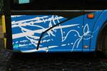 ICB Solaris Urbino Hydrogen Wasserstoffbus Wagen 242 am 10.12.22 mit einer wichtigen Botschaft in diesen Jahr 2022. Der Frieden in der Ukraine