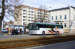 Mercedes-Benz Intouro vom Omnibusbetrieb & Reisebüro Lorenz GmbH / Nessetal - Reisen, aufgenommen im März 2017 im Stadtgebiet von Gotha.