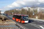 Bus Mainz: Mercedes-Benz Citaro Facelift Ü vom Rhein-Nahe-Bus (Omnibusverkehr Rhein-Nahe / ORN) in der Lackierung der Saar-Pfalz-Bus GmbH, aufgenommen im Februar 2016 in der Nähe der
