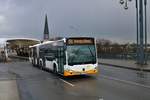 Mainzer Mobilität Mercedes Benz Citaro 2 G Wagen 962 am 18.01.20 auf der Theodor Heuss Brücke die zur Zeit für Autos gesperrt ist