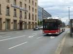 Ein MAN-Bus der Nürnberger Linienverkehrs fährt hier am 23.Juni 2013 in Nürnberg (nahe dem Hbf.)