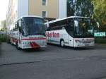 Reisebus-Treffen rechts steht ein Setra Reisebus im FRITZ-TRIDDELFITZ-WEG in Rostock(03.07.09)