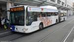 Mercedes Citaro Gelenkbus von Saarbahn und Bus mit neuer Werbung.