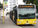 Seit vielen Jahren werden Test-Omnibusse auf der Linie 72 zwischen Mhringen und Fasanenhof eingesetzt. Hier ein Mercedes-Benz CapaCity, der zu Versuchszwecken bei der SSB Stuttgart eingesetzt wird, steht am 13.07.2009 in Mhringen Bahnhof (Stuttgart).