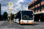 07.06.2009: TR-MB 177, ein Citaro II LE in Stadtausfhrung steht mit Fahrradanhnger am Trierer Hauptbahnhof.