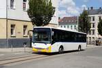 Bus Zwickau: Iveco Crossway LE der RVW (Regionalverkehr Westsachsen GmbH), Wagen 8101, aufgenommen im Juli 2018 am Hauptbahnhof in Zwickau.