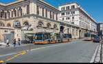 AMT Genova Trolleybus 2105 am 29. Juni 2018 auf der einzigen Trolleylinie 20 Richtung Sampierdarena am Bahnhof Principe.