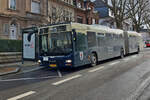 RU 6771, MAN Lion's City Gelenkbus vom Tice, hält an der Haltestelle Chem (Centre Hospitalier Emile Mayrisch) in Esch Alzette. Man sieht ihn noch die schlechten Wetterverhältnisse der vergangenen Tage an. 24.01.2024