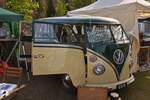 Oldtimer Kleinbus VW T1, von Voyages Carbon, kann für kleine Gruppen für Ausflüge gemietet werden, gesehen bei der Landwirtschaftsausstellung in Ettelbrück..