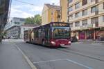 Mercedes-Benz Citaro 2. Generation der Innsbrucker Verkehrsbetriebe (Bus Nr. 447) als Schienenersatzverkehr für die Straßenbahhnlinie 1 in Innsbruck, Ing.-Etzel-Straße. Aufgenommen 11.7.2025.