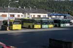 Solaris Urbino, Iveco-Irisbus Crossway und Mercedes-Benz Intouro abgestellt am Postbuszentrum Imst.