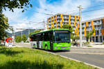 Graz. Ein seltenes Bild bot sich am 9. Juni 2026: Die Linie 66 zwischen Grottenhofstra�e und Schulzentrum St. Peter wird ausschlie�lich von Stadtbussen gef�hrt. Am besagten Tag verirrte sich jedoch ein �berlandbus auf die Stadtverkehrslinie, hier am Jochen-Rindt-Platz.