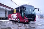 MAN Lion's Coach von Postbus (BD-12200) als Schienenersatzverkehr f�r die Unterinntalbahn in Innsbruck, Frachtenbahnhof. Aufgenommen 9.1.2026.