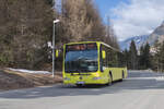 Mercedes-Benz Citaro 2. Generation von Auderer (IM-BUS13) als Skibus Pitztal Linie Rot in Anfahrt auf die Hst. Mittelberg Gletscherbahn. Aufgenommen 27.3.2025.