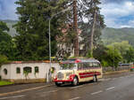 Leoben. Im Zuge der Langen Nacht der Forschung, wurde in der zweitgrößten Stadt der Steiermark ein Shuttleverkehr mit Oldtimer-Bussen eingerichtet. Der Oldtimerbus  Der Obersteirer  ist hier in der Haltestelle Montanuniversität zu sehen.