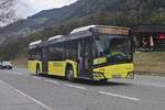 Solaris Urbino von Postbus (BD-14626) als Schienenersatzverkehr Ötztal-Landeck in Ötztal-Bahnhof, Bundesstraße. Aufgenommen 17.4.2023.