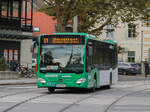 Graz. Am 05.10.2020 musste vorläufige der Betrieb auf der Straßenbahnlinie 1 eingestellt werden aufgrund eines Schadens an der Infrastruktur. Den Ersatzverkehr mussten allerdings Private übernehmen, da es bei den Graz Linien an Bussen mangelte. Der W1307 von Watzke ist hier bei der Haltestelle Hilmteich zu sehen. 