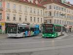 Graz. An diesem 23.05.2021 stehen Wagen 126 und 179 abfahrbereit am Jakominiplatz.