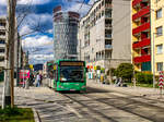 Graz. Wagen 96 der Graz Linien steht hier am 25.03.2024 als Linie 1/6 in der Haltestelle Helmut-List-Halle.