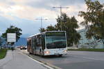 Bus 835 der Innsbrucker Verkehrsbetriebe als Messebus (MB) in der Olympiastraße in Innsbruck.