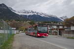 Innsbruck: Bus Nr. 441 der Innsbrucker Verkehrsbetriebe ist als Linie F über den Fischerhäuslweg umgeleitet. Aufgenommen 7.4.2022.