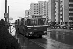 Wien WVB: Bus 28A. Typ: GU 230/54/59. Betriebsnummer: 8096 (W 74.796). Hersteller: Gräf & Stift - MAN (Serie: 8083 - 8098 1974/75). Ort: Leopoldau, Kürchnergasse. Datum: November 1976.