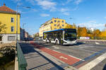 Schwechat. Ein MAN New Lions City von Dr. Richard f�hrt hier am 26.10.2026 die Wiener Strasse zur Endhaltestelle zum Bahnhof Schwechat.