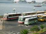Abstellfläche verschiedener Busgesellschaften am Hafen in Funchal Madeira 11/2007
