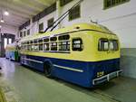 O-Bus МТБ-82Д (MTB-82D, Moskauer Trolley-Bus Werk Nr. 82), in Betrieb von 1947 bis 1961, im Museum für Elektrotransport in St. Petersburg, 22.10.2017