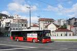 Serbien / Stadtbus Belgrad / City Bus Beograd: AKIA ULTRA LF12 von  Banbus d.o.o.  aus Obrenovac, aufgenommen im Juni 2018 am Slavija-Platz (Trg Slavija) in Belgrad.