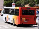 Bus in Es Canar wartet auf Abfahrt in Ricchtung Santa Eulària und weiter nach Ibiza-Town. Unternehmen: HF Villas.