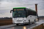 1.2.2024: BD 16131 erreicht als Wieselbus 105 aus St. Pölten kommend gerade sein Ziel in Gänserndorf.