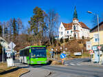 Raaba. Ein nagelneuer Iveco Crossway LE 13M der Graz-Köflacher-Bahn, ist hier am 03.02.2024 als Linie 510 bei Raaba-Kreisverkehr zu sehen.